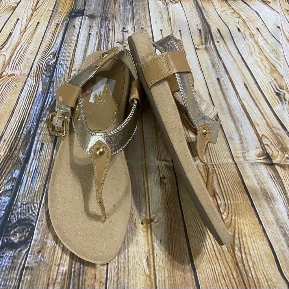 A.N.A. A New Approach Gold Slingback Thong Sandals Size 9